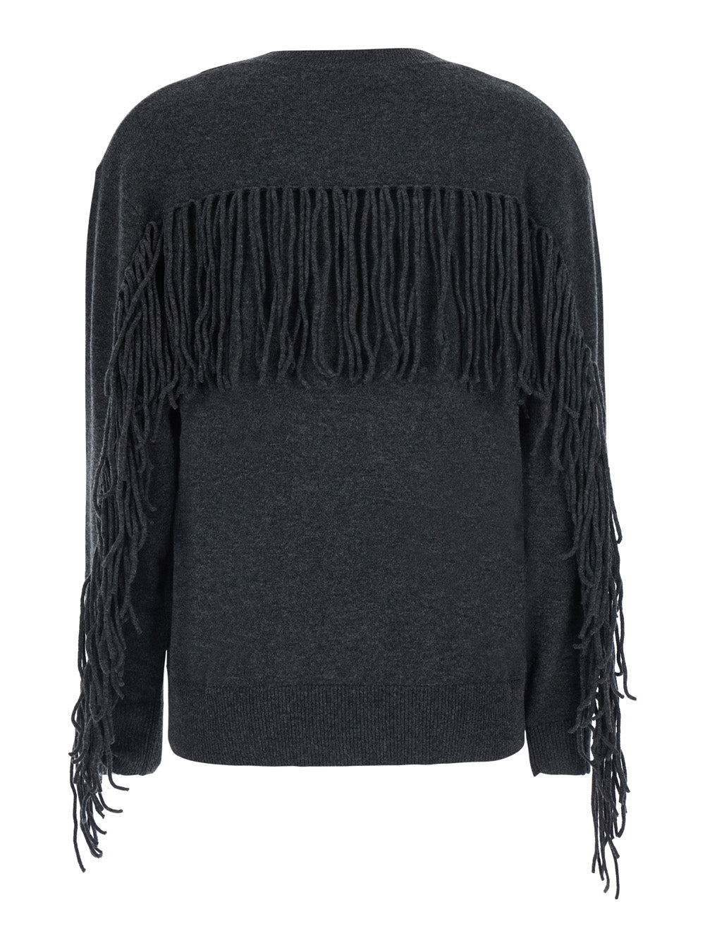 P.A.R.O.S.H. Women Grey Sweater With Frayed Details On The Back And Edges In Cashmere For Women