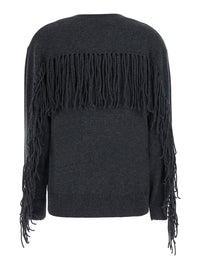 P.A.R.O.S.H. Women Grey Sweater With Frayed Details On The Back And Edges In Cashmere For Women