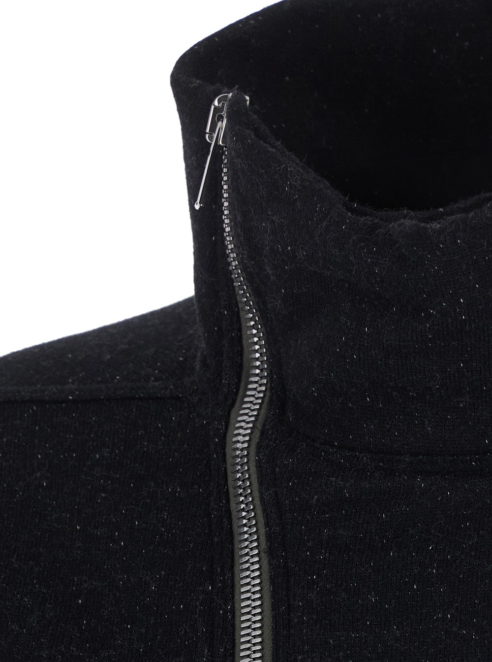 Rick Owens Men 'Bauhaus Jogger' Black Sweatshirt With High Collar And Asymmetrical Zip Closure In Cotton For Men