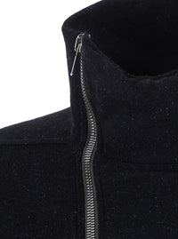 Rick Owens Men 'Bauhaus Jogger' Black Sweatshirt With High Collar And Asymmetrical Zip Closure In Cotton For Men