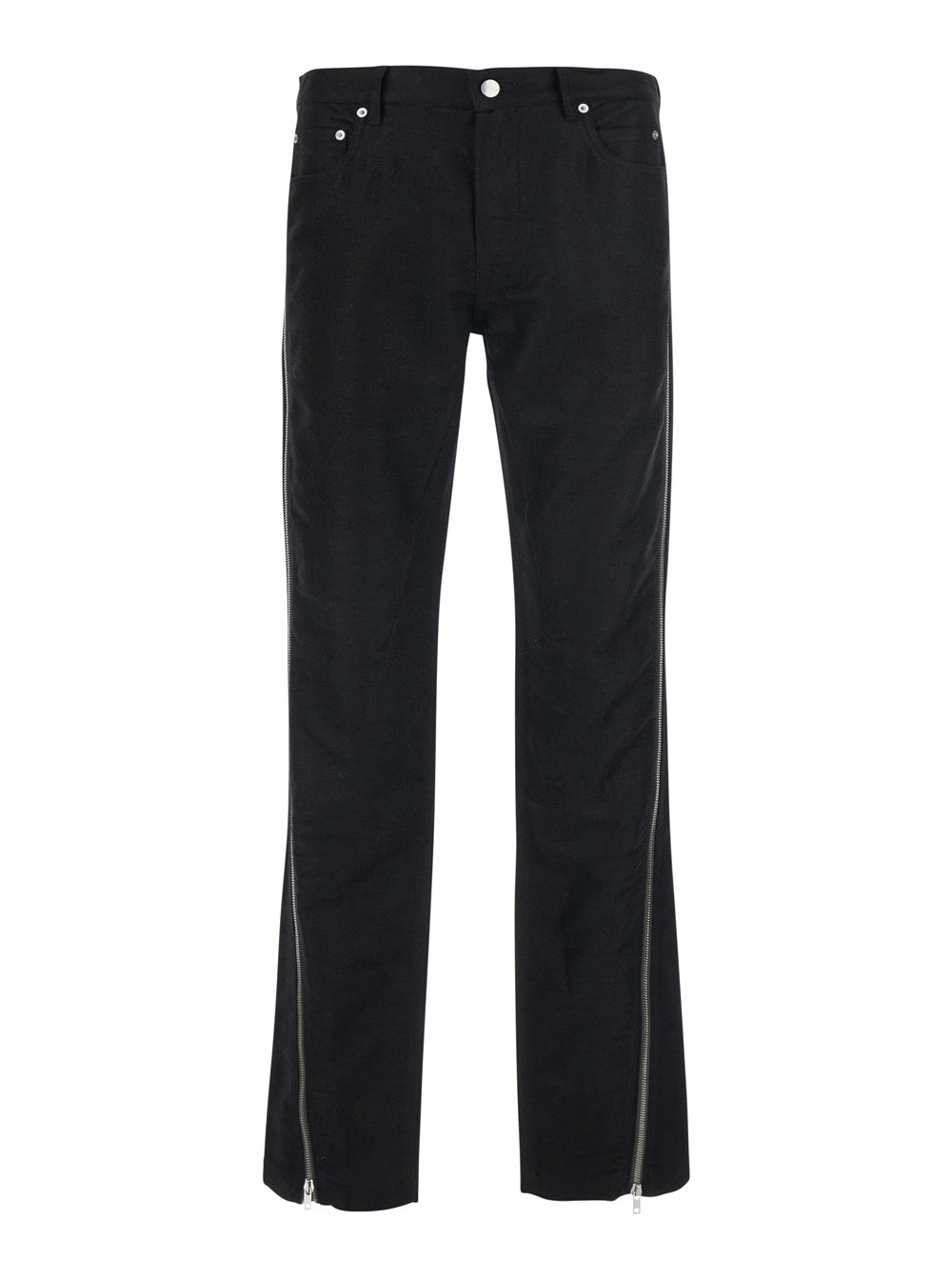 Rick Owens Men 'Vega' Black Pants With Openable Side Zippers In Wool Blend For Men