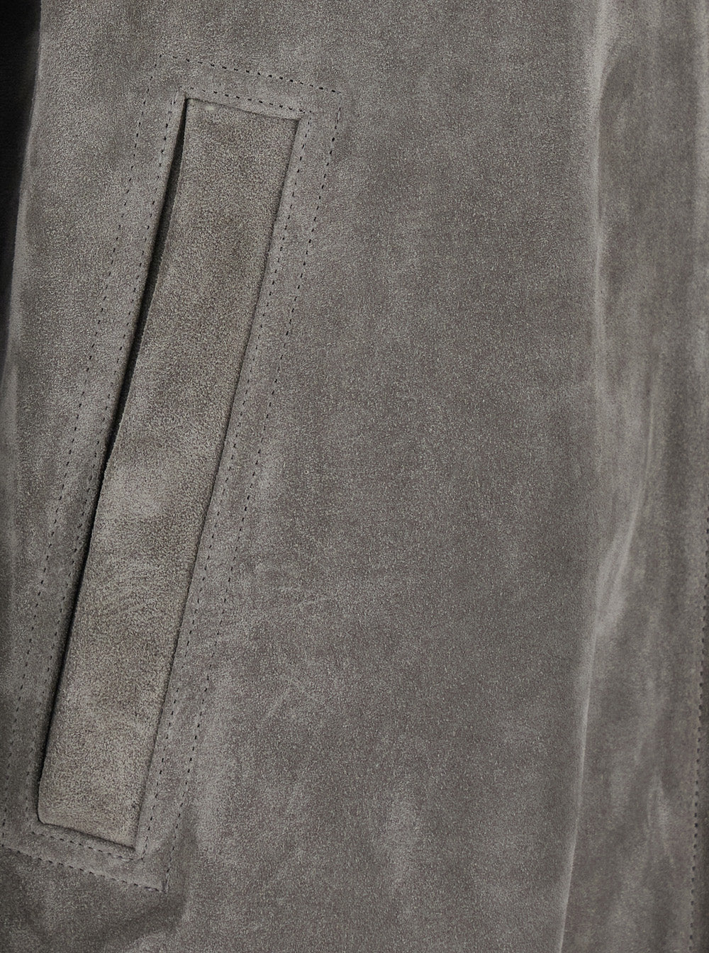 Rick Owens Men 'Brad' Grey Jacket With Classic Collar And Back Strap In Suede Men