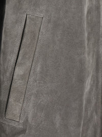 Rick Owens Men 'Brad' Grey Jacket With Classic Collar And Back Strap In Suede Men