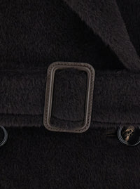 Tagliatore Women 'Jole' Brown Double-Breasted Coat With Peak Revers And Waist Belt In Wool For Women