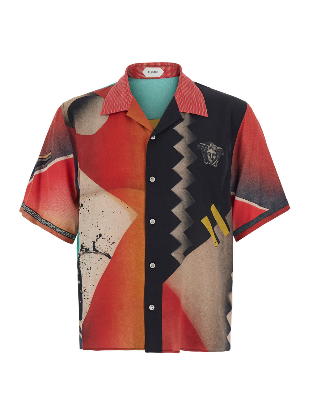 Versace Men Multicolor Shirt With All-Over Print In Silk For Men