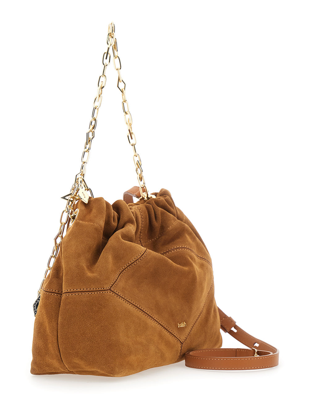 BA&SH Ba&Sh Women 'June' Beige Shoulder Bag With Chain Strap And Charms In Suede For Women
