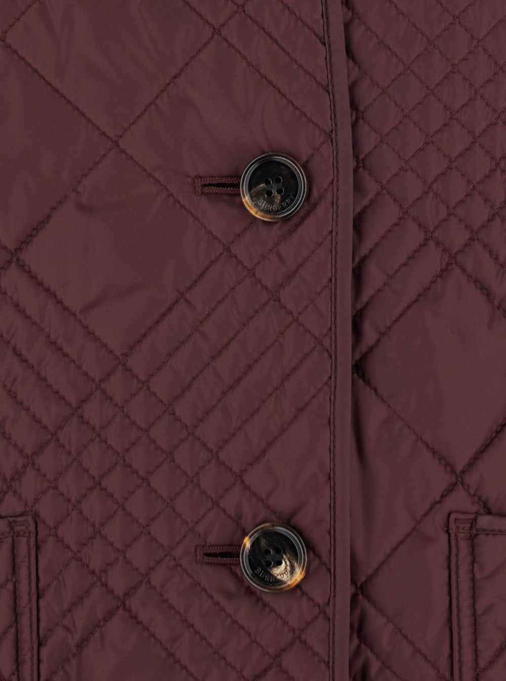 BURBERRY Burberry Women 'Fernleigh' Bordeaux Jacket With Removable Leather Collar And All-Over Check Stitching In Quilted Tech Fabric For Women