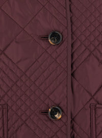 BURBERRY Burberry Women 'Fernleigh' Bordeaux Jacket With Removable Leather Collar And All-Over Check Stitching In Quilted Tech Fabric For Women