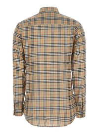 Burberry Women 'Emma' Beige Shirt With Ekd Embroidery On The Front And All-Over Check Motif In Cotton For Women