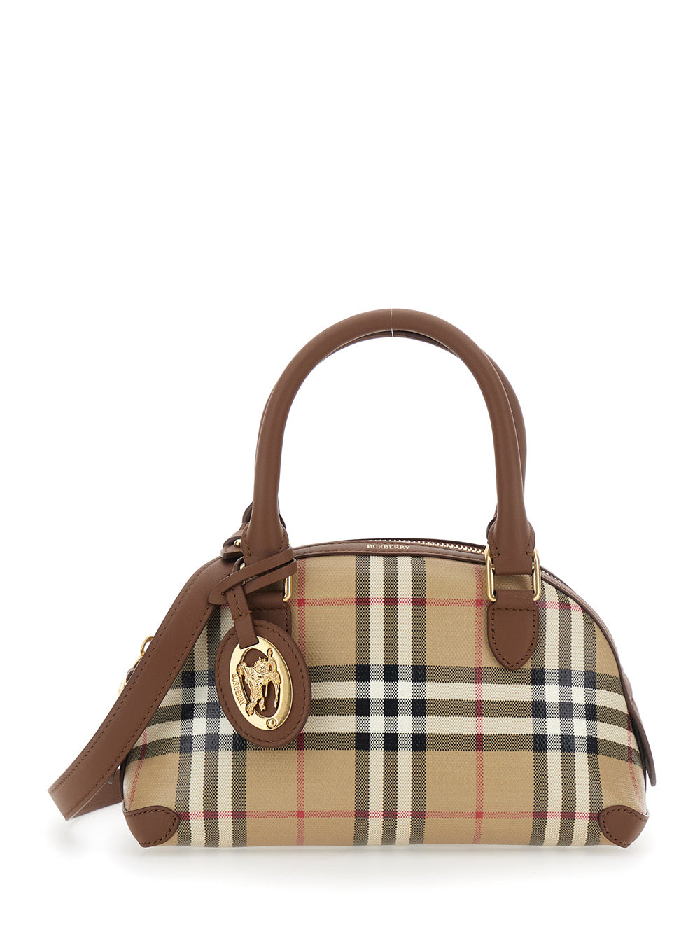Burberry Women 'Primrose' Beige Handbag With Ekd Leather Tag And Adjustable And Removable Strap In Check Canvas For Women