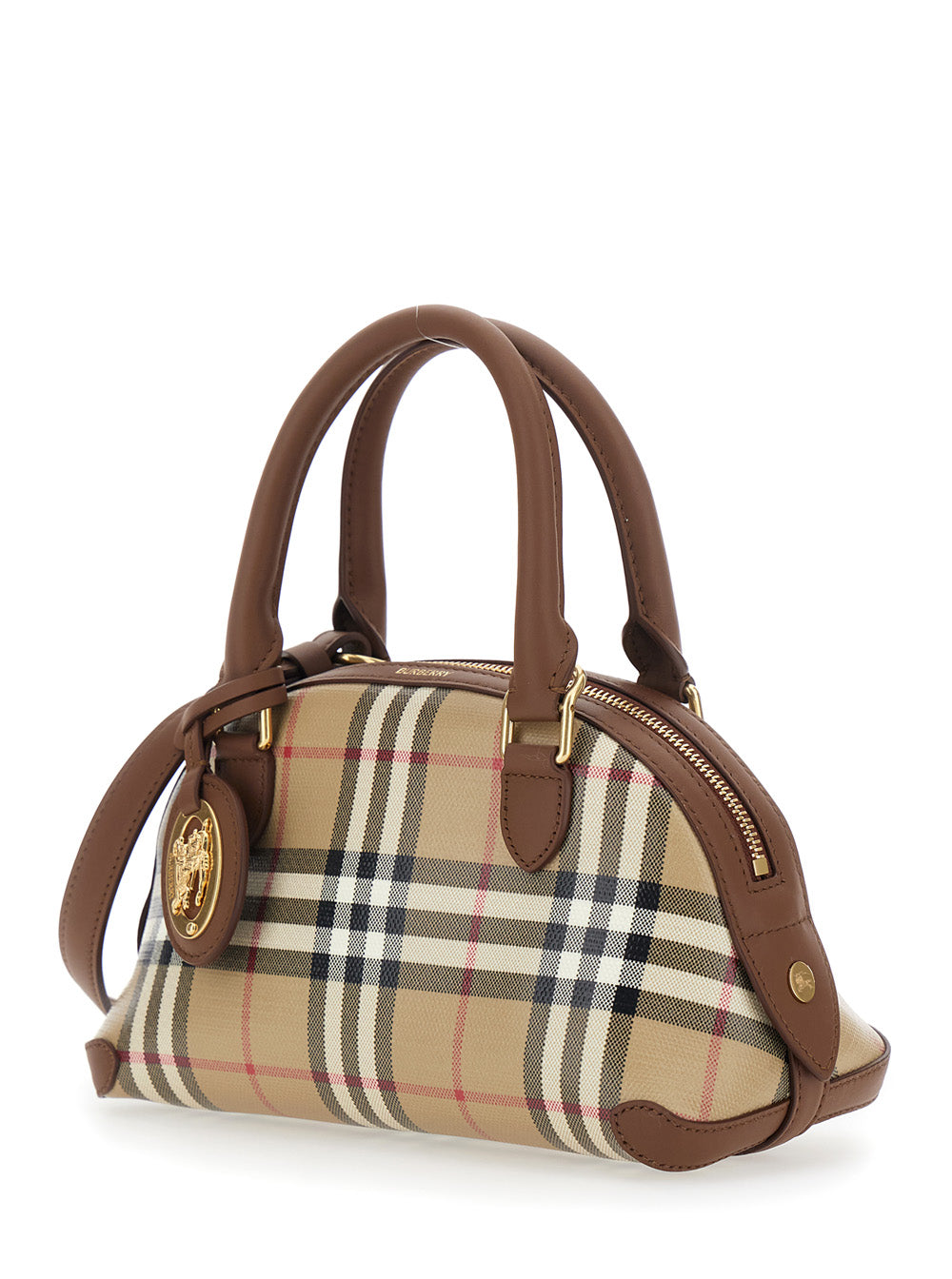 Burberry Women 'Primrose' Beige Handbag With Ekd Leather Tag And Adjustable And Removable Strap In Check Canvas For Women