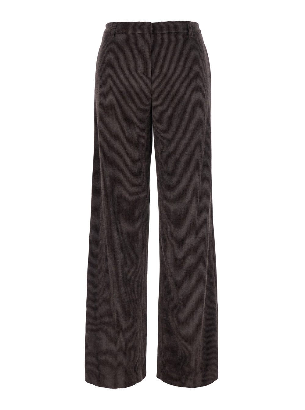 Leplain Women Brown Pants With Wide Leg In Corduroy For Women