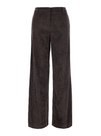 Leplain Women Brown Pants With Wide Leg In Corduroy For Women