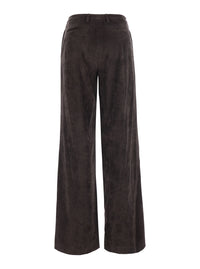 Leplain Women Brown Pants With Wide Leg In Corduroy For Women