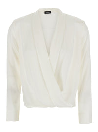 Leplain Women Georgette Blouse With Long Sleeves And Collar, In White For Women