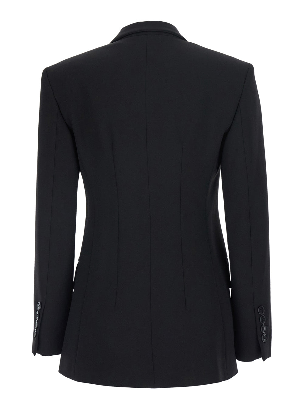 Leplain Women Black Double Breasted Jacket With Peak Revers In Wool Blend For Women