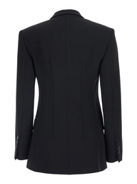 Leplain Women Black Double Breasted Jacket With Peak Revers In Wool Blend For Women