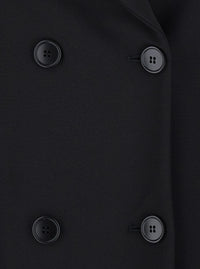 Leplain Women Black Double Breasted Jacket With Peak Revers In Wool Blend For Women