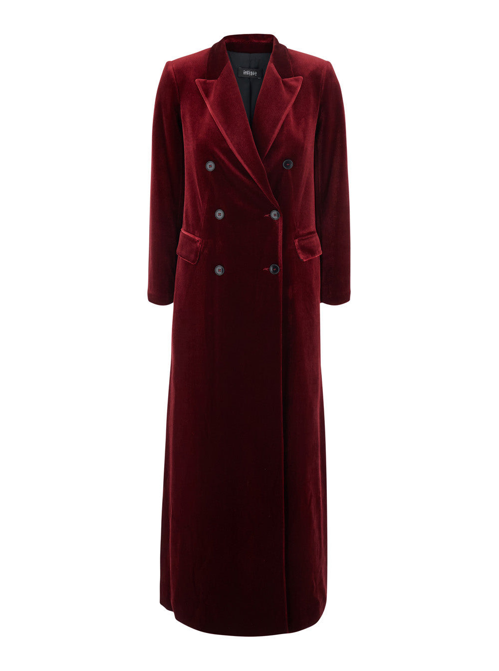 Leplain Women Bordeaux Long Double-Breasted Coat With Peak Revers In Velvet For Women
