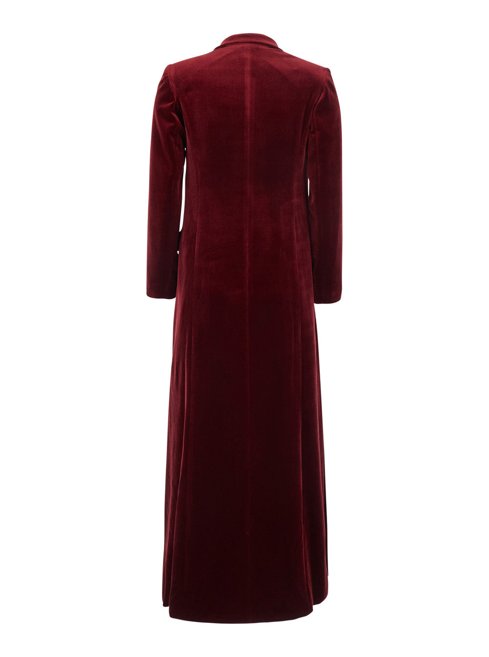 Leplain Women Bordeaux Long Double-Breasted Coat With Peak Revers In Velvet For Women