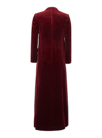 Leplain Women Bordeaux Long Double-Breasted Coat With Peak Revers In Velvet For Women