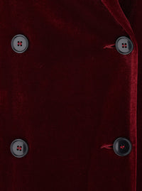 Leplain Women Bordeaux Long Double-Breasted Coat With Peak Revers In Velvet For Women