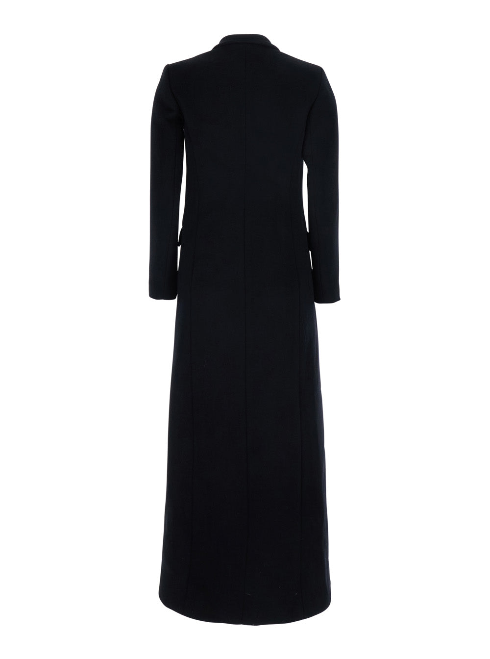 Leplain Women Black Long Double-Breasted Coat With Peak Revers In Fabric For Women