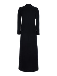 Leplain Women Black Long Double-Breasted Coat With Peak Revers In Fabric For Women