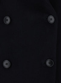 Leplain Women Black Long Double-Breasted Coat With Peak Revers In Fabric For Women