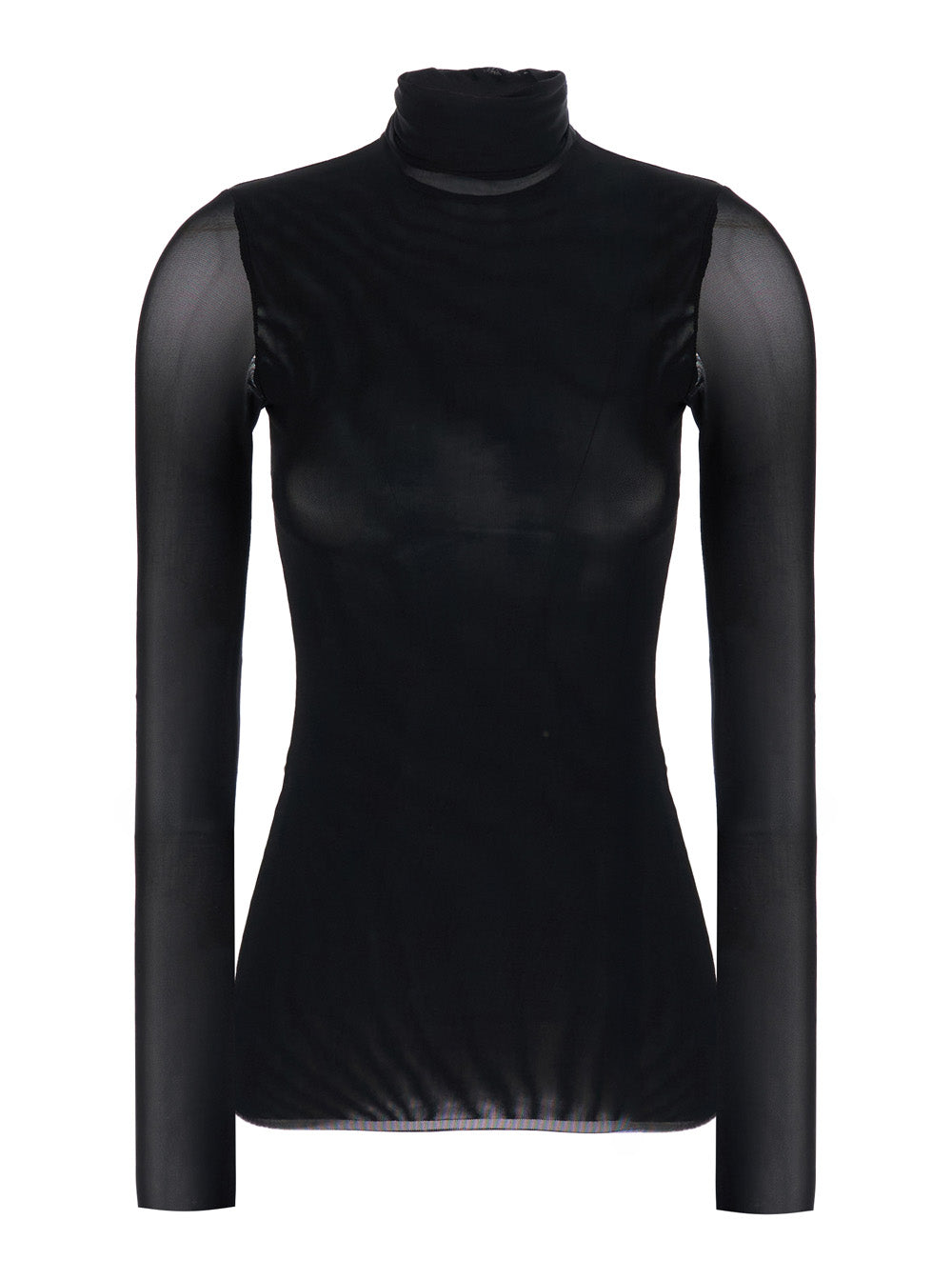 Leplain Women Black High Neck Top With Long Sleeves In Tech Fabric For Women