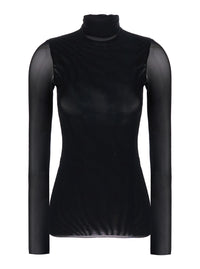 Leplain Women Black High Neck Top With Long Sleeves In Tech Fabric For Women