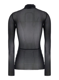 Leplain Women Black High Neck Top With Long Sleeves In Tech Fabric For Women