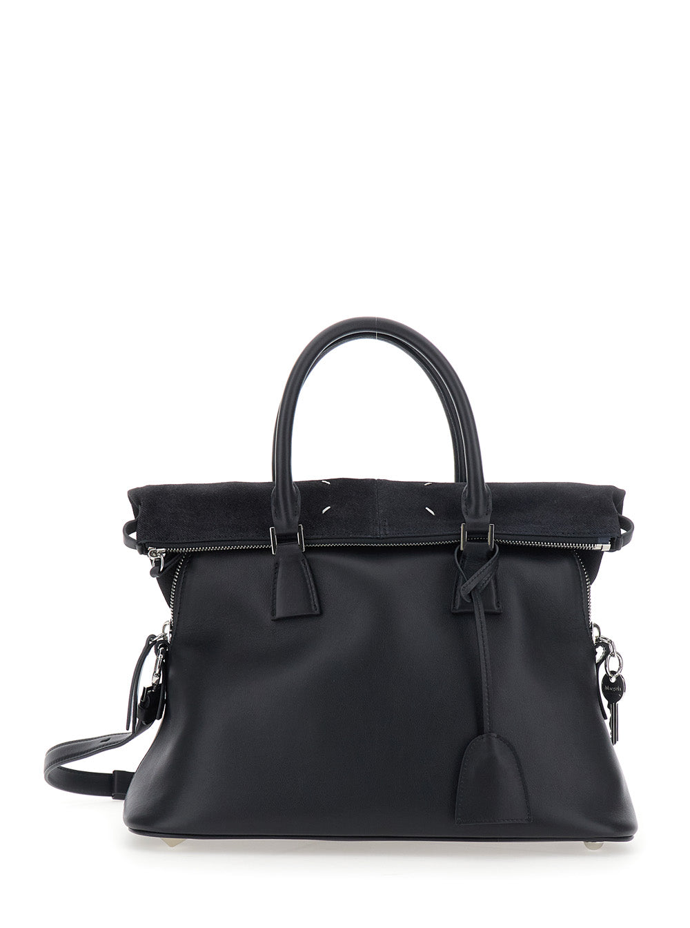 MAISON MARGIELA Maison Margiela Women Black Crossbody Bag With Adjustable And Removable Strap And Four Stitches Detail On The Back In Leather For Women