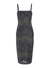 Missoni Women Multicolor Midi Dress With Spaghetti Straps And All-Over Sequins Zigzag Motif In Tech Fabric For Women