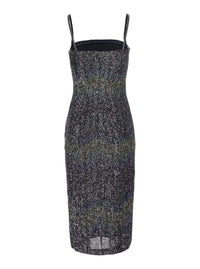 Missoni Women Multicolor Midi Dress With Spaghetti Straps And All-Over Sequins Zigzag Motif In Tech Fabric For Women