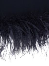 P.A.R.O.S.H. P.A.R.O.S.H. Women Black High Neck Dress With Bow On The Back And Feather Hem In Tech Fabric For Women
