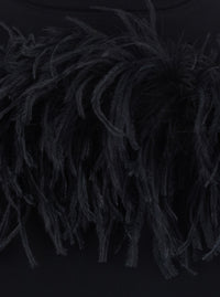 P.A.R.O.S.H. Women Black Dress With Bow On The Back And Feathers In Tech Fabric For Women