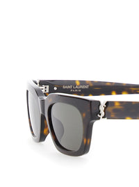 Saint Laurent Women 'Wellington' Brown Sunglasses With Cassandre On The Temples And Leopard Design In Acetate For Women
