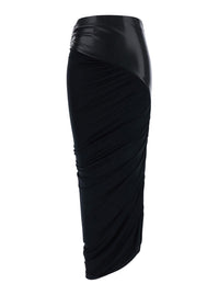 The Andamane Women 'Ursula' Black Midi Skirt With Asymmetrical Hem In Ecoleather For Women