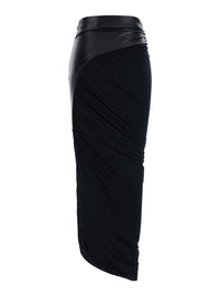 The Andamane Women 'Ursula' Black Midi Skirt With Asymmetrical Hem In Ecoleather For Women