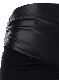 The Andamane Women 'Ursula' Black Midi Skirt With Asymmetrical Hem In Ecoleather For Women