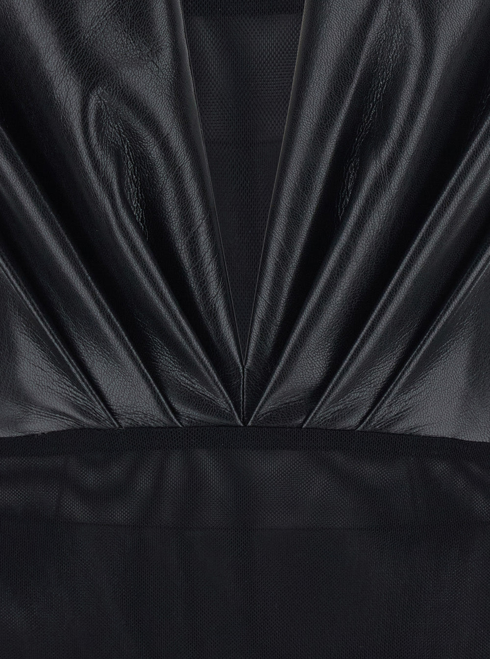 The Andamane Women 'Sendaya' Black Bodysuit With Deep V-Neck And Open Back In Ecoleather Black Women