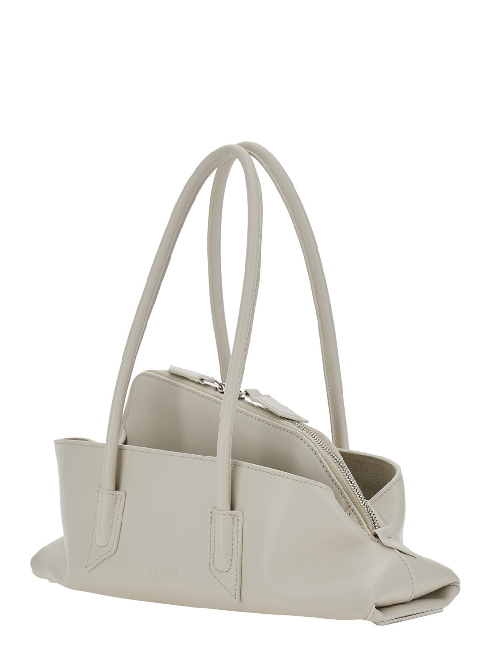 The Attico Women 'La Passeggiata' White Small Shoulder Bag With Top Handles And Asymmetric Design In Leather For Women