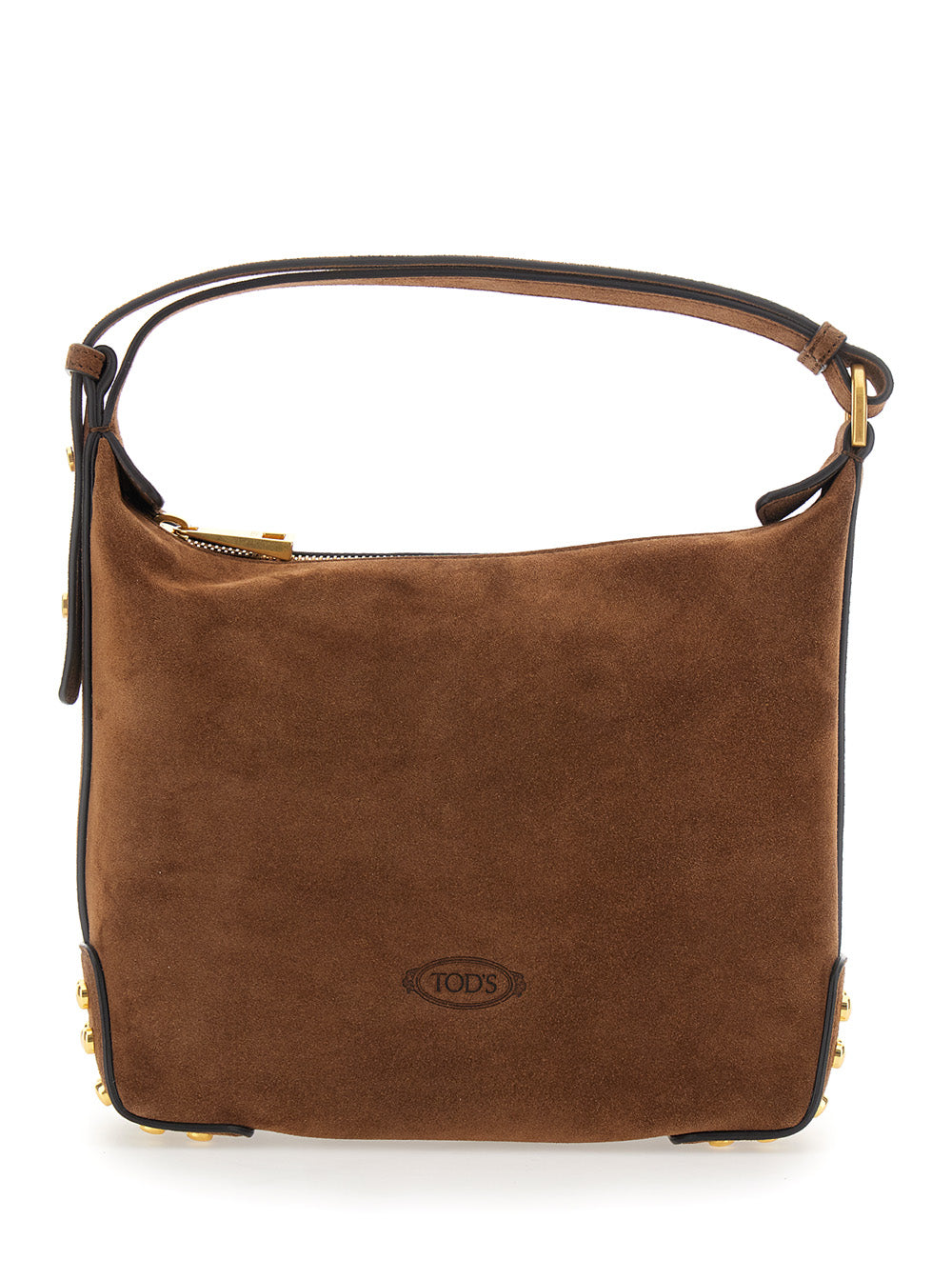 Tod's Women Brown Handbag With Top Handle And Metal Dots In Suede For Women