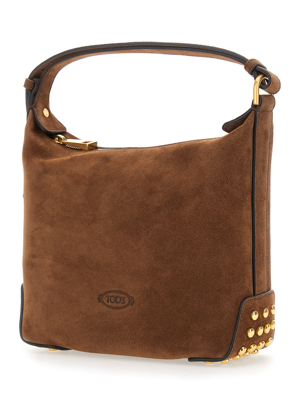 Tod's Women Brown Handbag With Top Handle And Metal Dots In Suede For Women