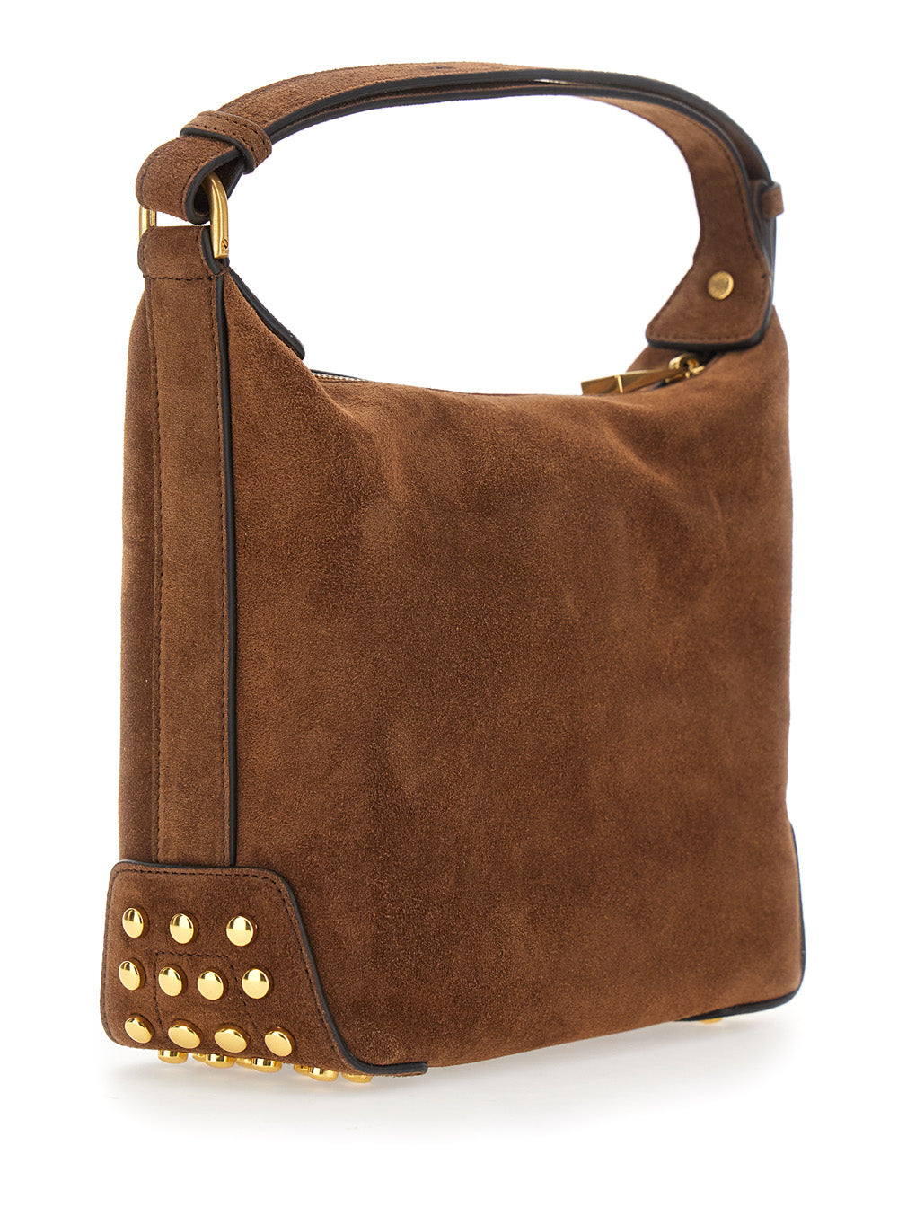 Tod's Women Brown Handbag With Top Handle And Metal Dots In Suede For Women