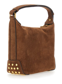 Tod's Women Brown Handbag With Top Handle And Metal Dots In Suede For Women