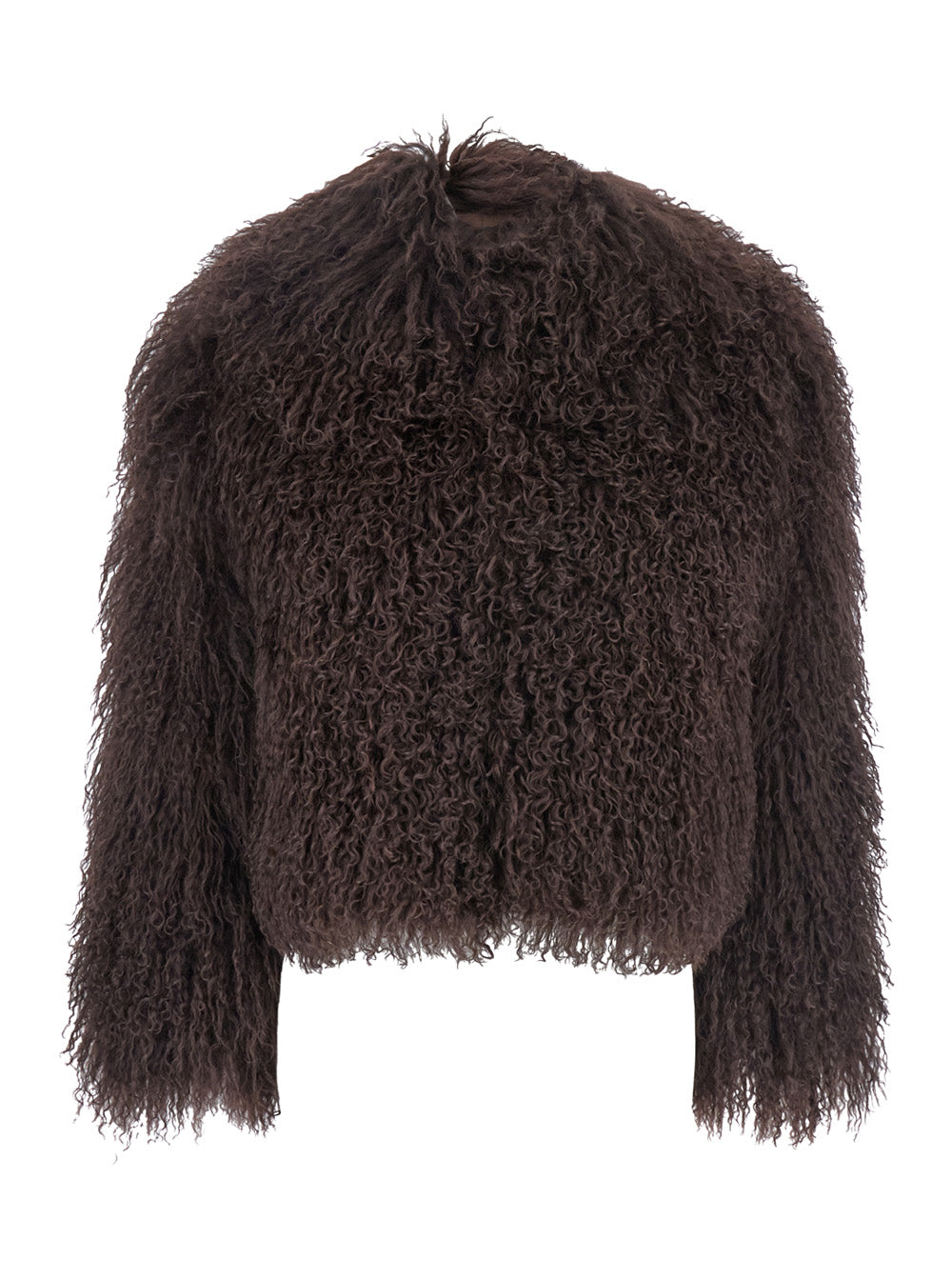 Leplain Women Short Jacket In Brown Tibetan Fur With 100% Tibetan Fur For Women