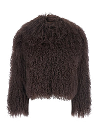 Leplain Women Short Jacket In Brown Tibetan Fur With 100% Tibetan Fur For Women