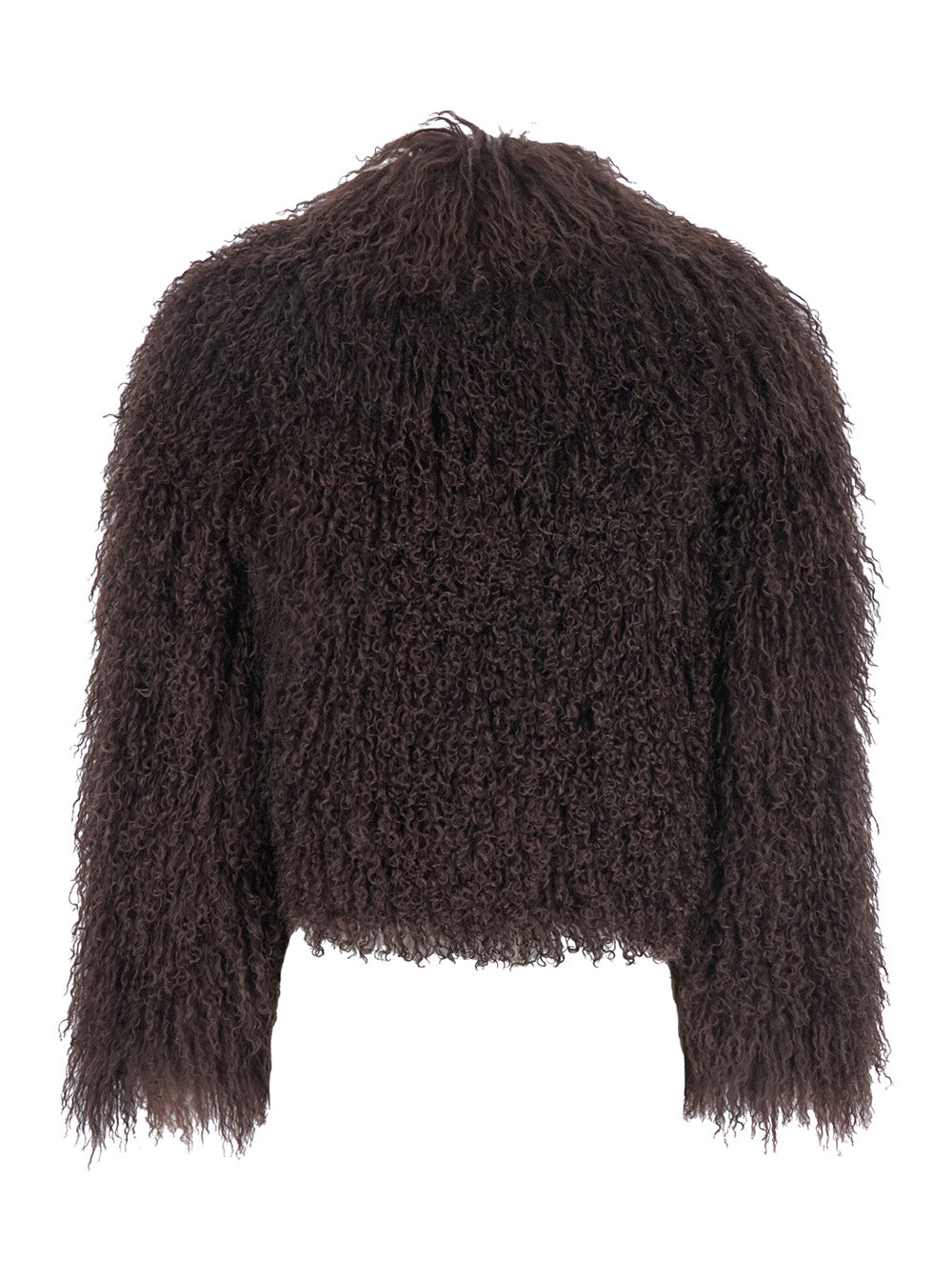 Leplain Women Short Jacket In Brown Tibetan Fur With 100% Tibetan Fur For Women